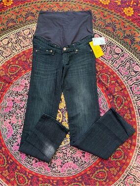 Maternity H&M Mama Denim Stretch Long Straight High Rib Jean Pant 4 NWT